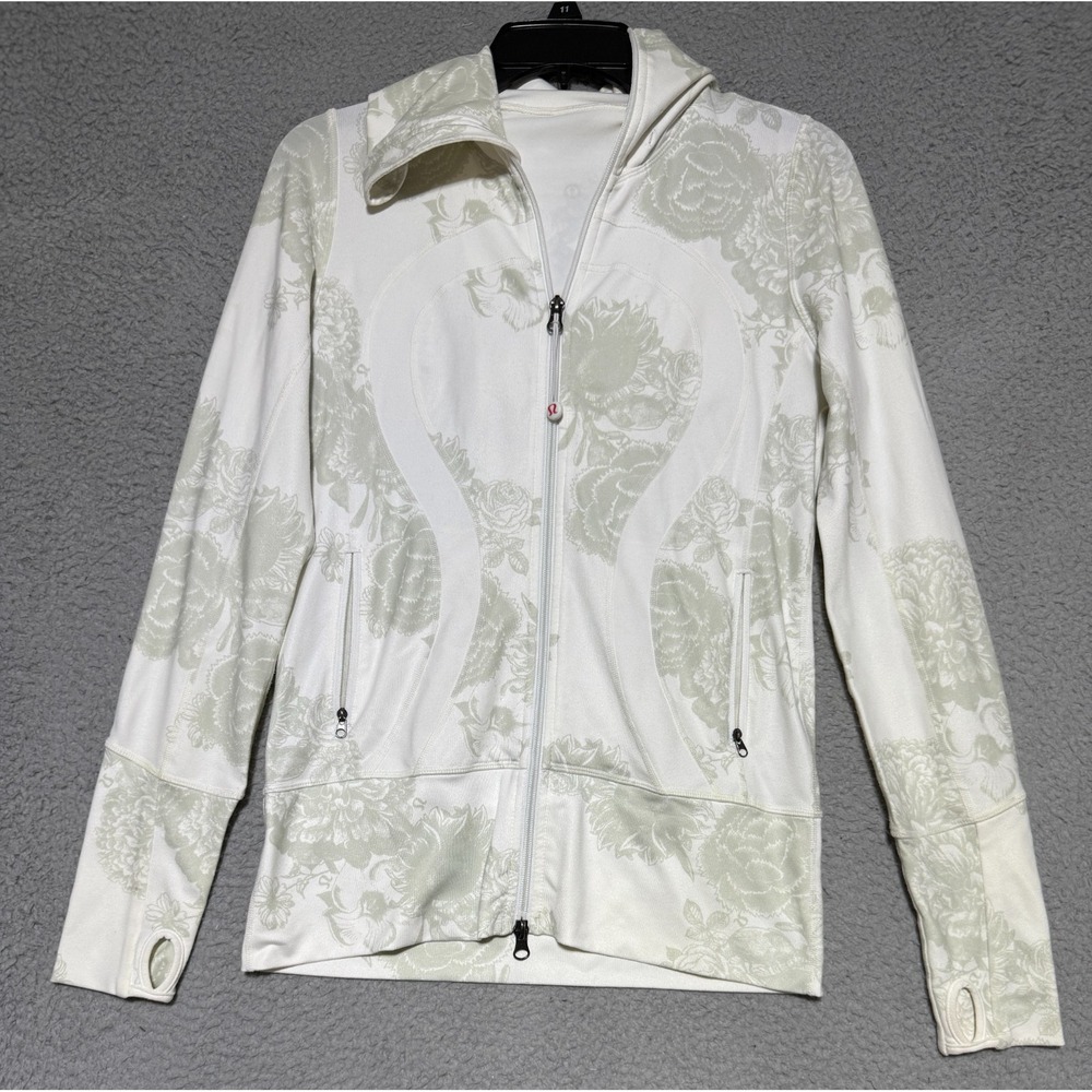 Lululemon Full Zip Floral jacket Womens Small thumbholes no size dot*